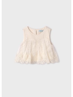 Top tulle embroidered -...