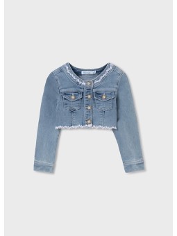 Veste en jean à appliqué -...