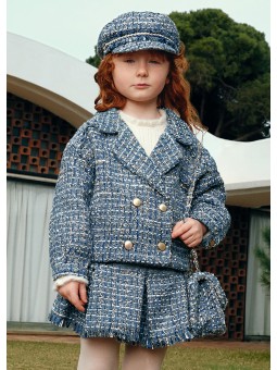 Giacca tweed doppio petto -...