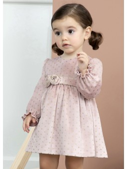 Robe velours polka dot or